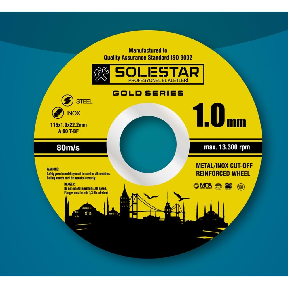 (STR2018)(SOLESTAR) İNOX KESİCİ TAŞ (115x1.0x22mm)